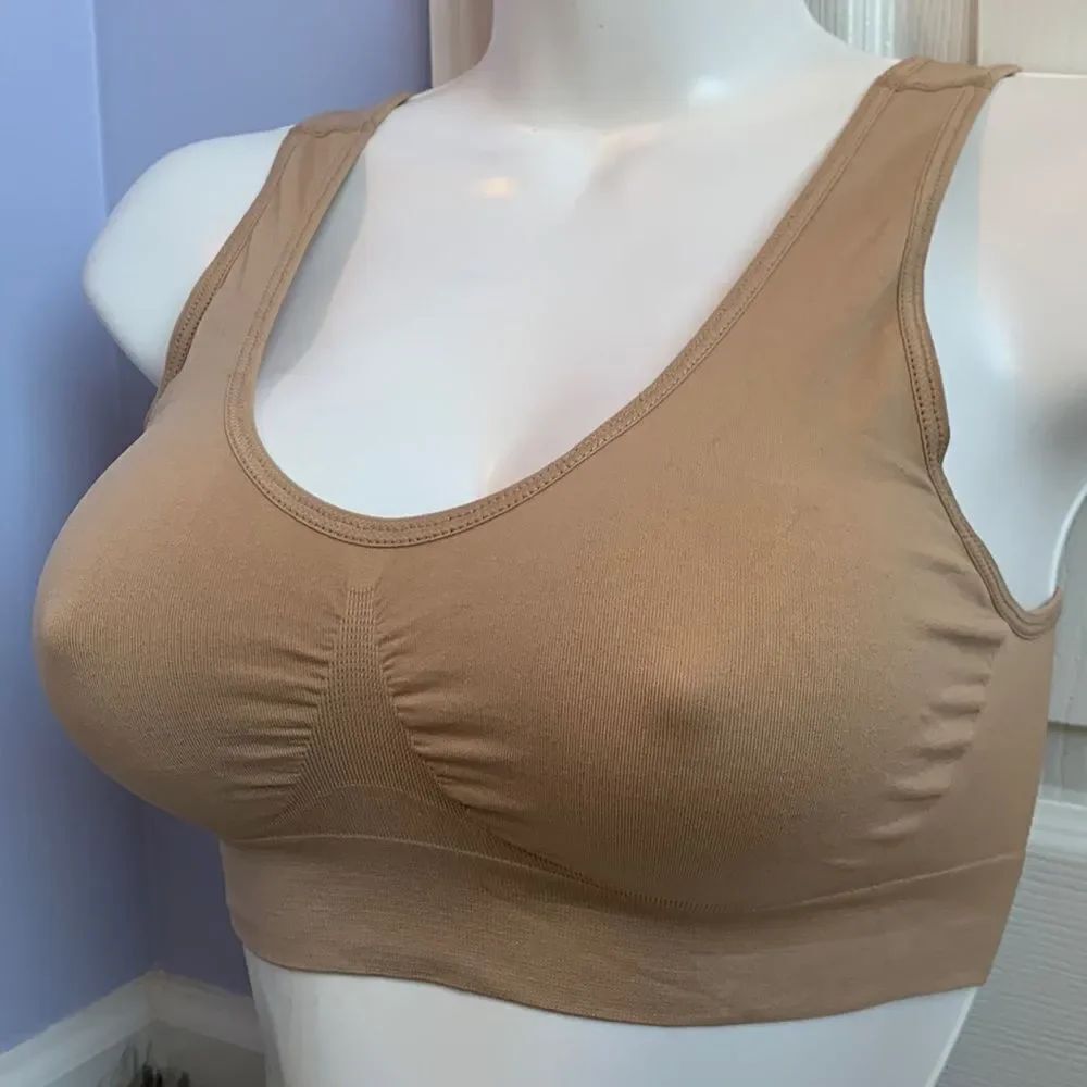The Ahh Bra No Wire Unlined Seamless Bralette Bra Beige Large